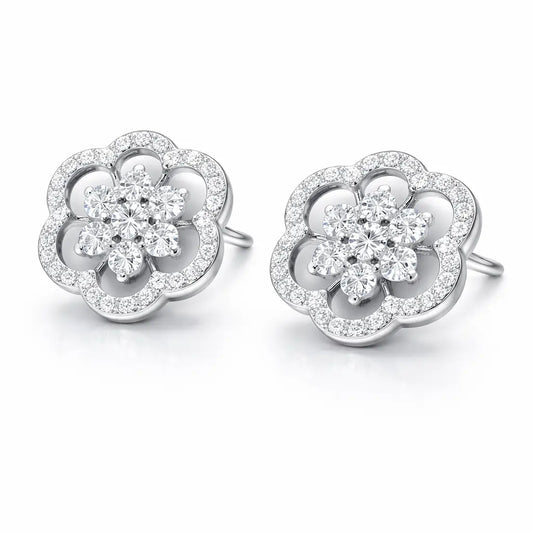 Swarovski Floral Stud Earrings – Sterling Silver 925 Flower Crystal Earrings