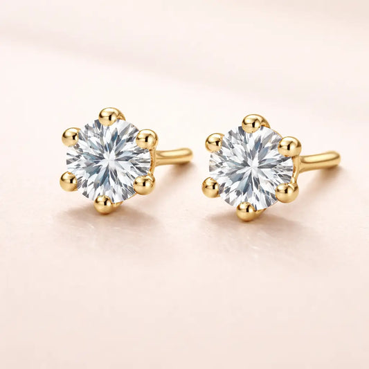 Swarovski Gold Prong Stud Earrings – Sterling Silver 925 Classic Crystal Studs(size-.7cm)