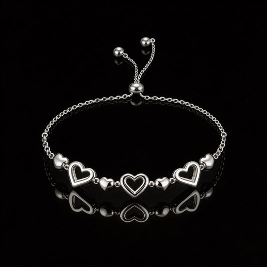 Open Heart Slider Bracelet in 925 Silver