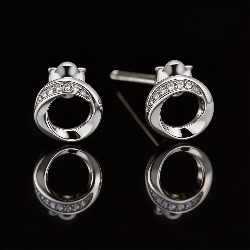 Twisted Pave Infinity Loop Studs in 925 Silver