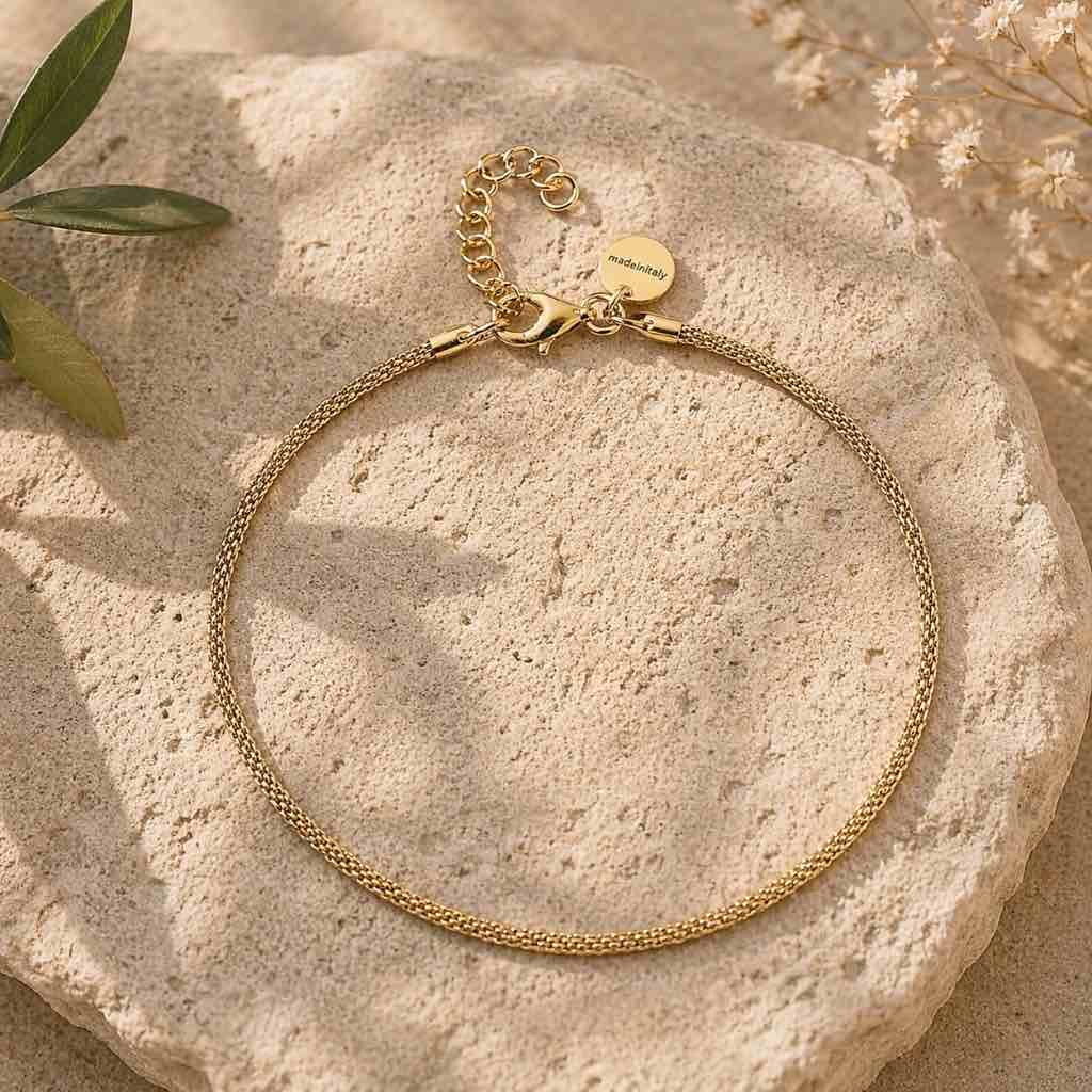 Italian Gold-Toned Minimal Snake Chain Anklet