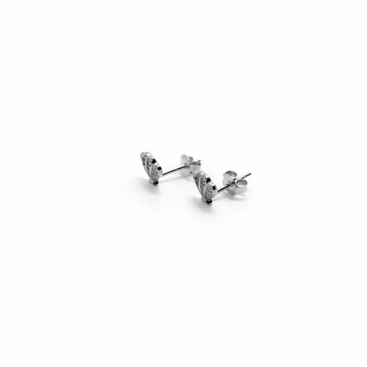 Pave Scallop Shell Stud Earrings in 925 Silver