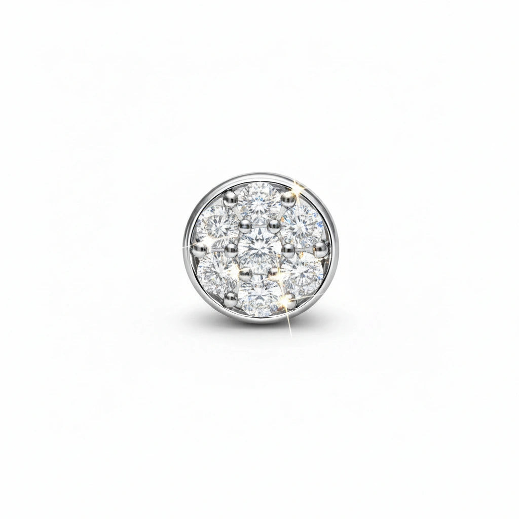 Pave CZ Round Cluster Stud Earrings in 925 Silver
