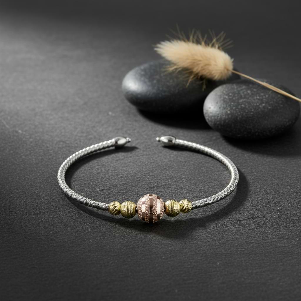Tri-Tone Beaded Cuff Bracelet