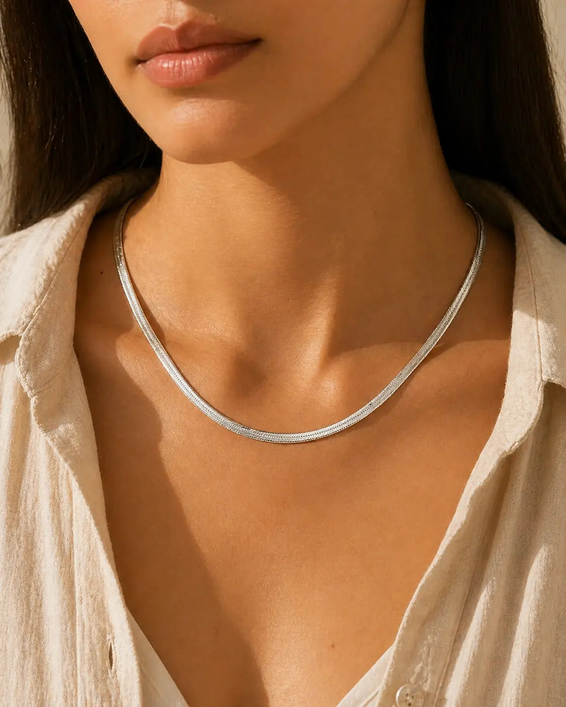 Thin Snake Chain Necklace in 925 Silver