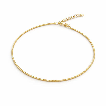 925 Sterling Silver Gold Flat Chain Anklet – Minimal Sleek Anklet for Women