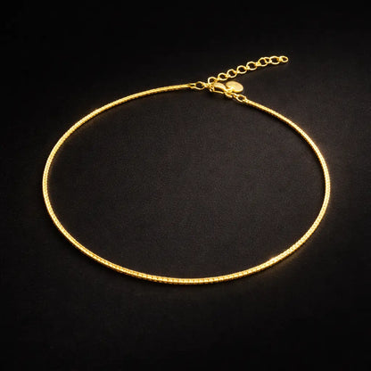 925 Sterling Silver Gold Flat Chain Anklet – Minimal Sleek Anklet for Women