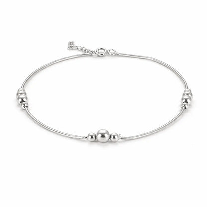 Minimal Beaded Sterling Silver 925 Anklet for Women