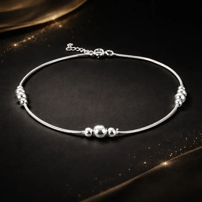 Minimal Beaded Sterling Silver 925 Anklet for Women