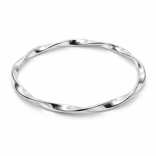 Twisted Wave Bangle in 925 Sterling Silver (Size 2.6)