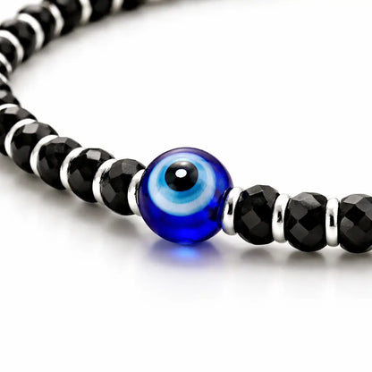 Evil Eye Black Beaded Anklet – Adjustable Sterling Silver 925 Protection Anklet