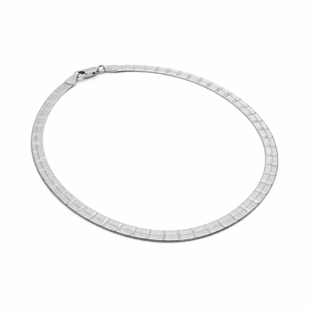 925 Sterling Silver Diamond-Cut Flat Chain Anklet – Sleek Minimal Shine