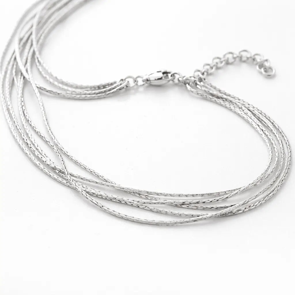 925 Sterling Silver Multi-Layer Chain Anklet – Elegant Minimal Layered Design