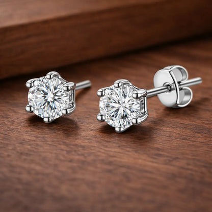 Swarovski Crystal Stud Earrings – Sterling Silver 925 Classic Solitaire Studs(size-.6cm)