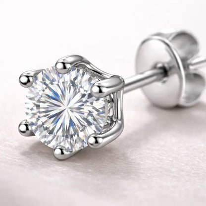 Swarovski Crystal Stud Earrings – Sterling Silver 925 Classic Solitaire Studs(size-.6cm)