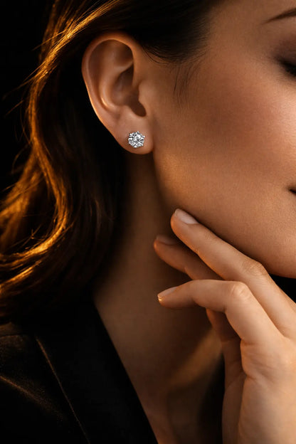 Swarovski Crystal Stud Earrings – Sterling Silver 925 Classic Solitaire Studs(size-.6cm)