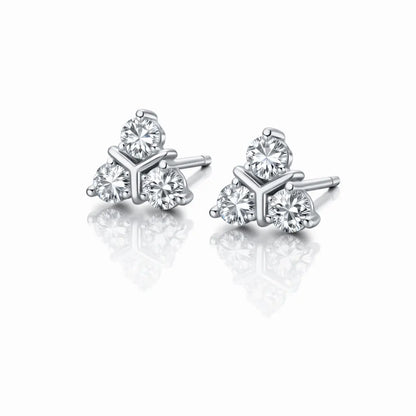 Swarovski Crystal Trio Stud Earrings – Sterling Silver 925 Cluster Earrings