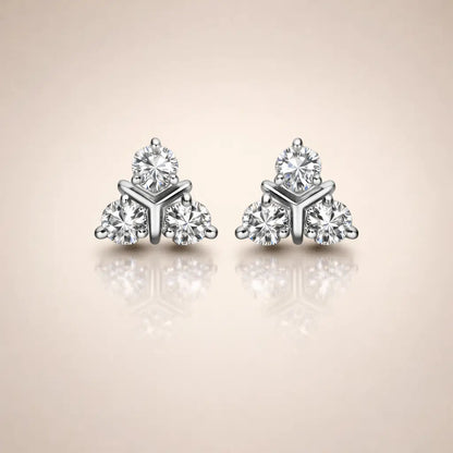 Swarovski Crystal Trio Stud Earrings – Sterling Silver 925 Cluster Earrings