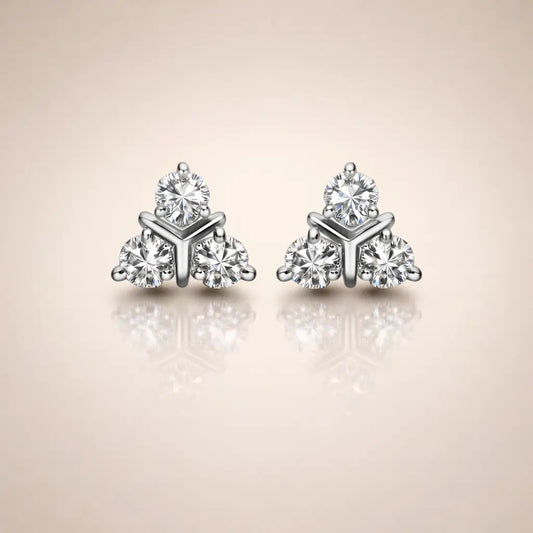 Swarovski Crystal Trio Stud Earrings – Sterling Silver 925 Cluster Earrings