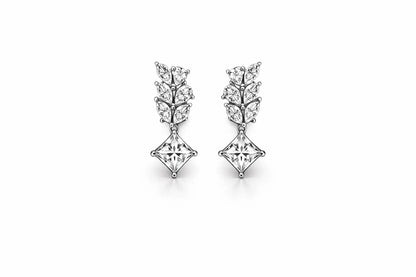 Swarovski Leaf Drop Earrings – Sterling Silver 925 Princess Cut Dangle Earrings