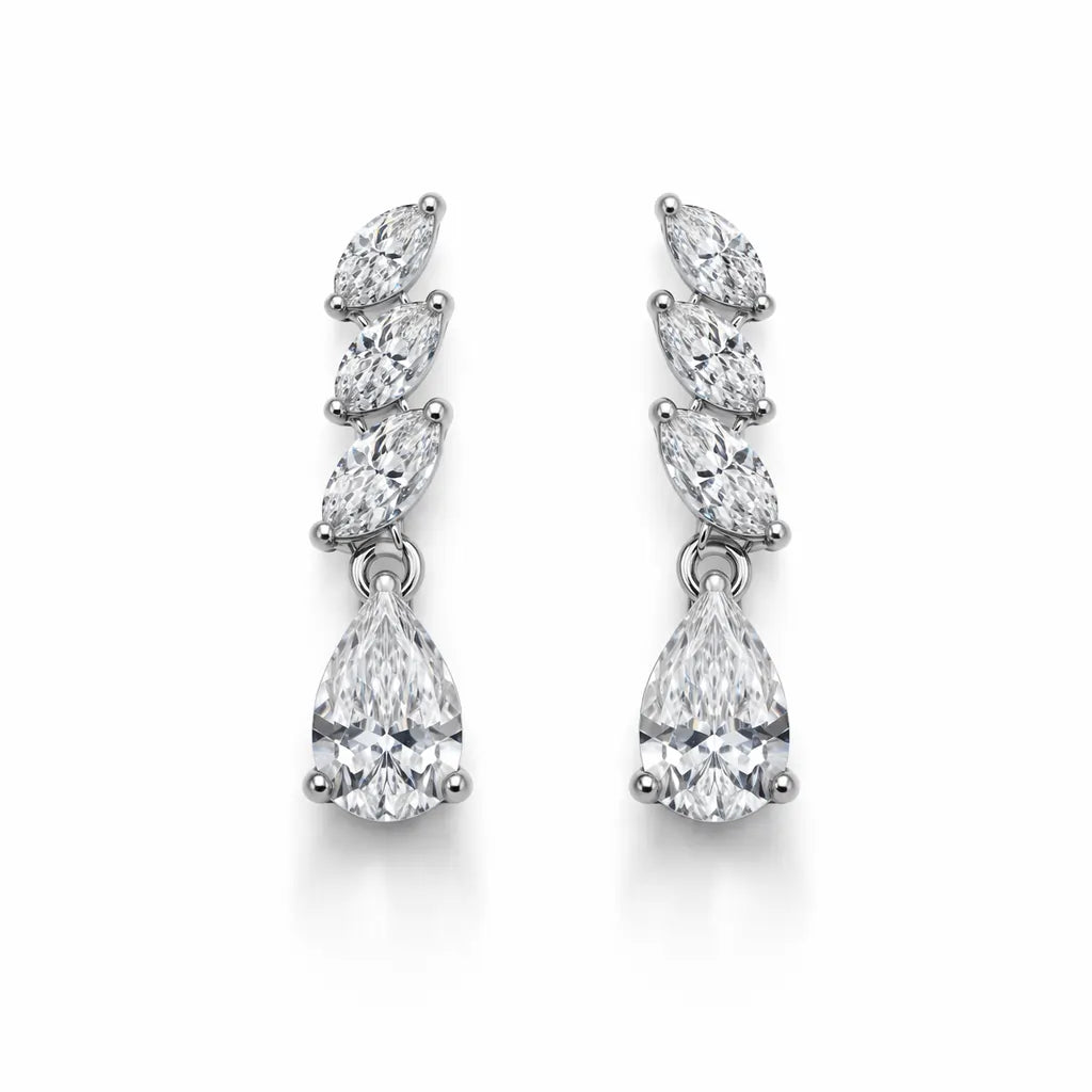 Swarovski Marquise Drop Earrings – Sterling Silver 925 Teardrop Dangle Earrings