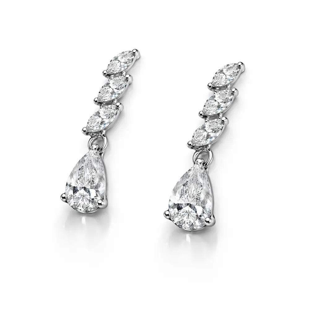 Swarovski Marquise Drop Earrings – Sterling Silver 925 Teardrop Dangle Earrings