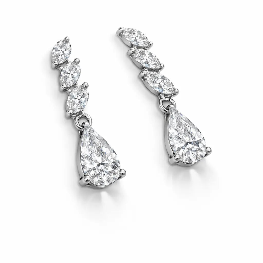 Swarovski Marquise Drop Earrings – Sterling Silver 925 Teardrop Dangle Earrings