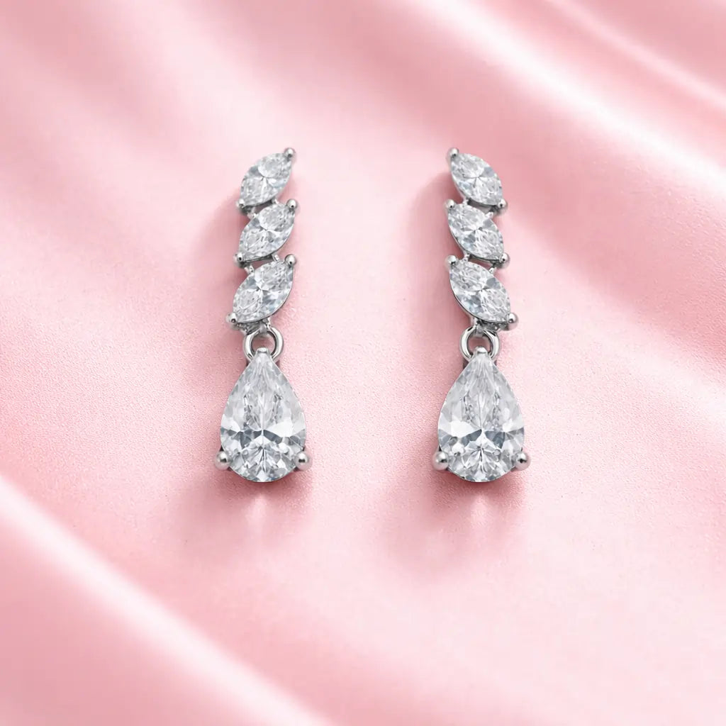Swarovski Marquise Drop Earrings – Sterling Silver 925 Teardrop Dangle Earrings