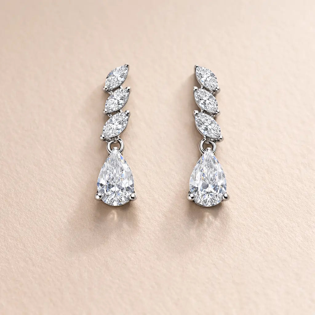 Swarovski Marquise Drop Earrings – Sterling Silver 925 Teardrop Dangle Earrings