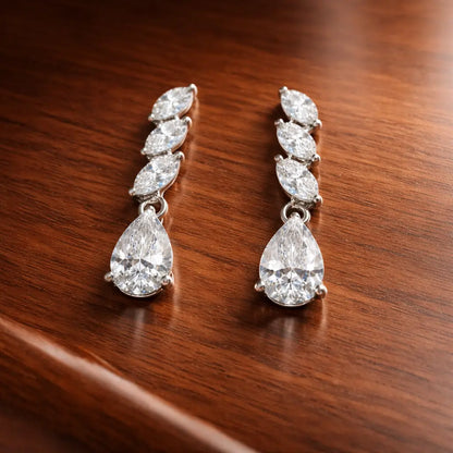 Swarovski Marquise Drop Earrings – Sterling Silver 925 Teardrop Dangle Earrings