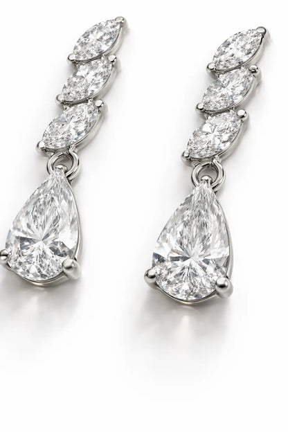 Swarovski Marquise Drop Earrings – Sterling Silver 925 Teardrop Dangle Earrings