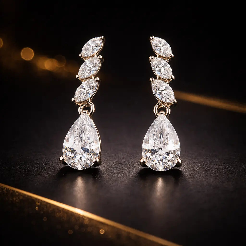 Swarovski Marquise Drop Earrings – Sterling Silver 925 Teardrop Dangle Earrings
