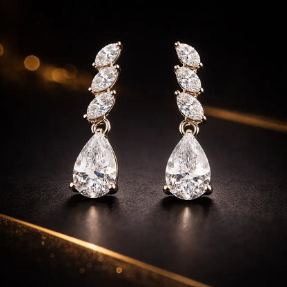 Swarovski Marquise Drop Earrings – Sterling Silver 925 Teardrop Dangle Earrings