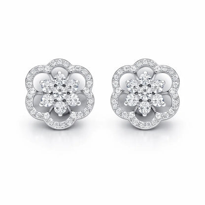 Swarovski Floral Stud Earrings – Sterling Silver 925 Flower Crystal Earrings