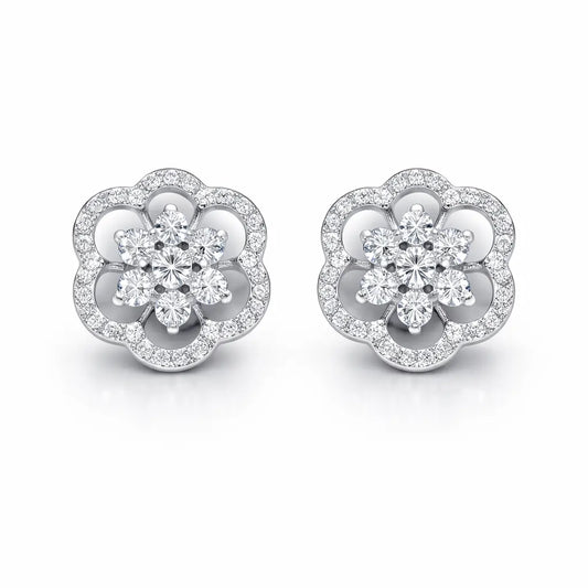 Swarovski Floral Stud Earrings – Sterling Silver 925 Flower Crystal Earrings