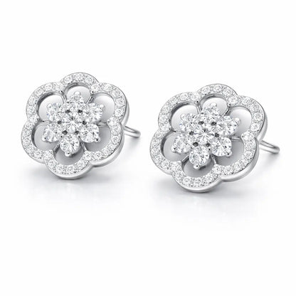 Swarovski Floral Stud Earrings – Sterling Silver 925 Flower Crystal Earrings