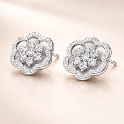 Swarovski Floral Stud Earrings – Sterling Silver 925 Flower Crystal Earrings