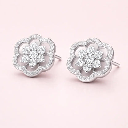 Swarovski Floral Stud Earrings – Sterling Silver 925 Flower Crystal Earrings