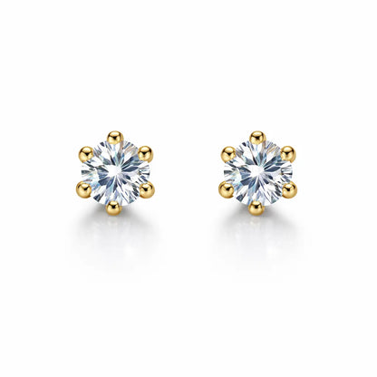 Swarovski Gold Prong Stud Earrings – Sterling Silver 925 Classic Crystal Studs(size-.5cm)