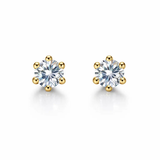 Swarovski Gold Prong Stud Earrings – Sterling Silver 925 Classic Crystal Studs(size-.5cm)