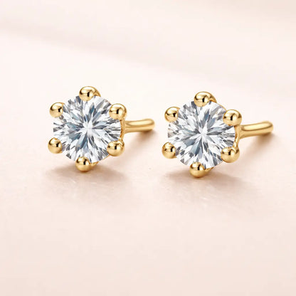 Swarovski Gold Prong Stud Earrings – Sterling Silver 925 Classic Crystal Studs(size-.7cm)