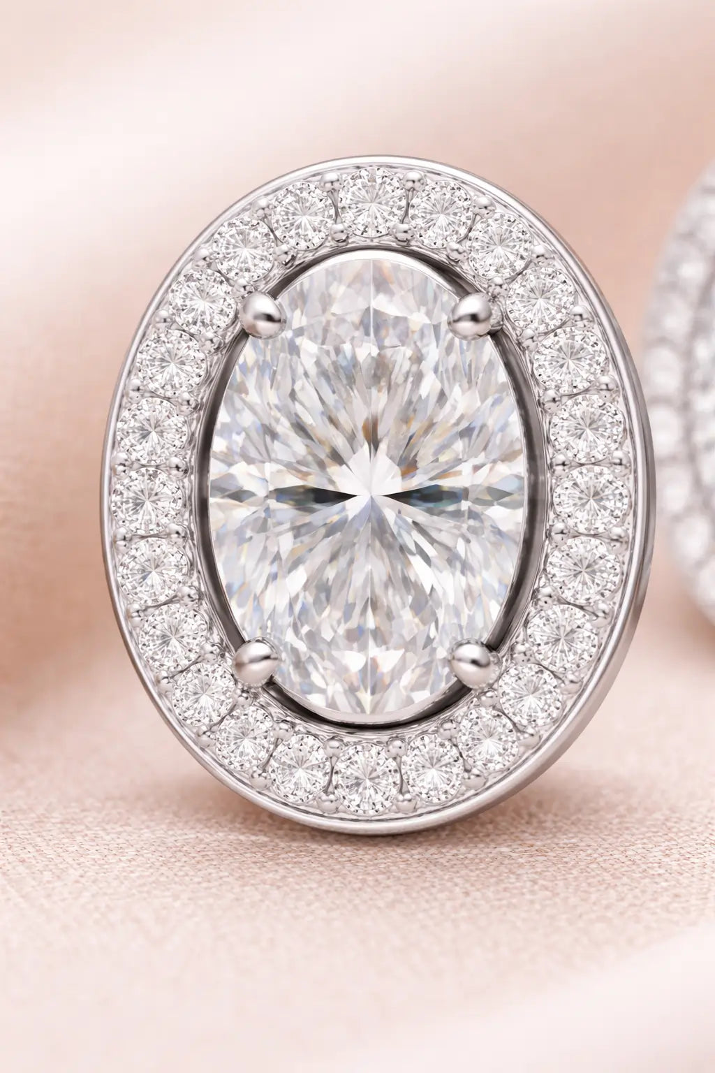 Swarovski Oval Halo Stud Earrings – Sterling Silver 925 Crystal Earrings