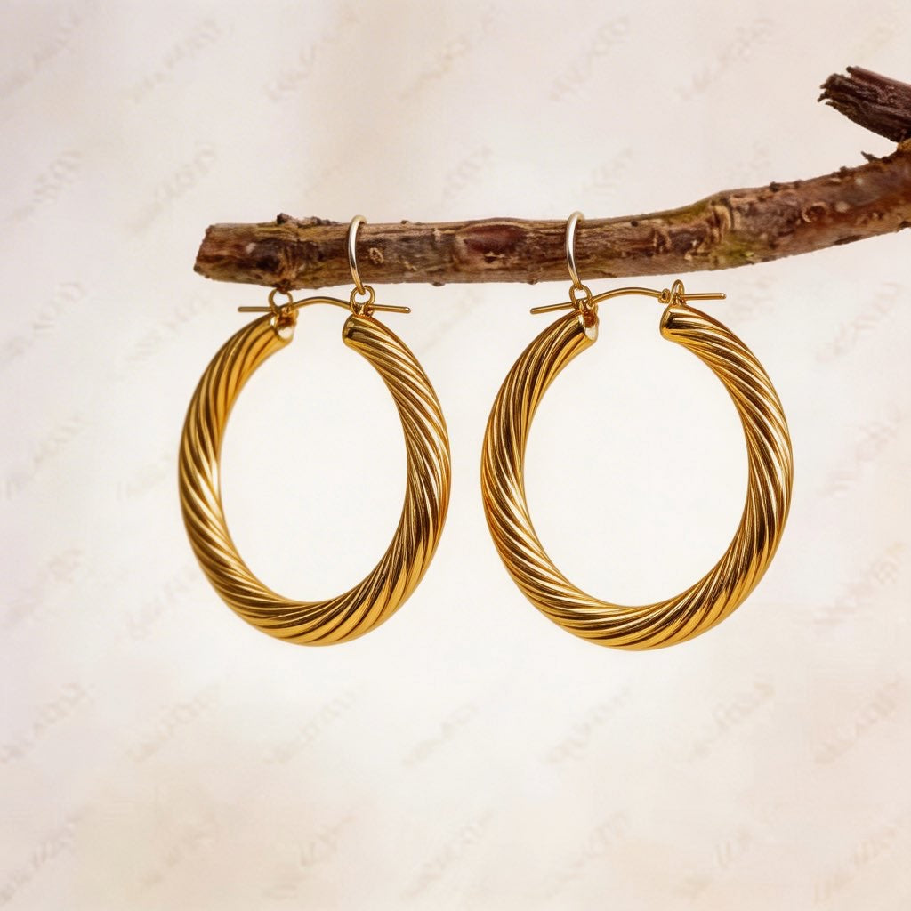 Twisted Rope Hoop Earrings in 925 Silver