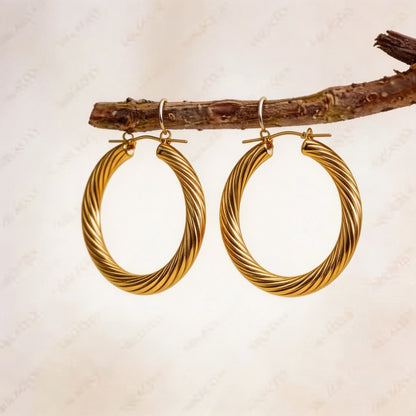 Twisted Rope Hoop Earrings in 925 Silver