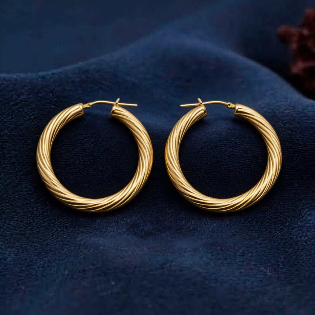 Twisted Rope Hoop Earrings in 925 Silver