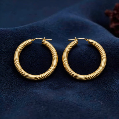 Twisted Rope Hoop Earrings in 925 Silver