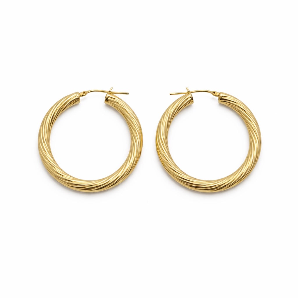 Twisted Rope Hoop Earrings in 925 Silver