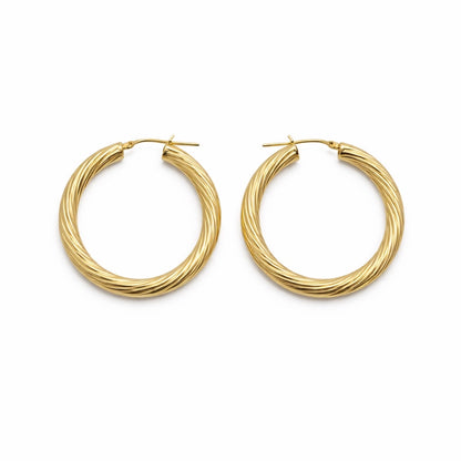 Twisted Rope Hoop Earrings in 925 Silver