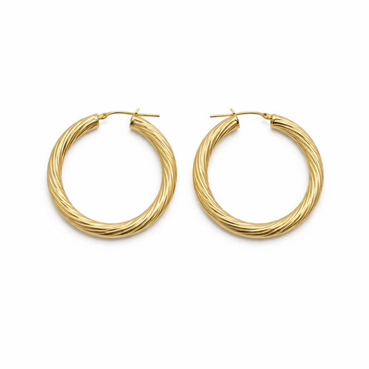 Twisted Rope Hoop Earrings in 925 Silver