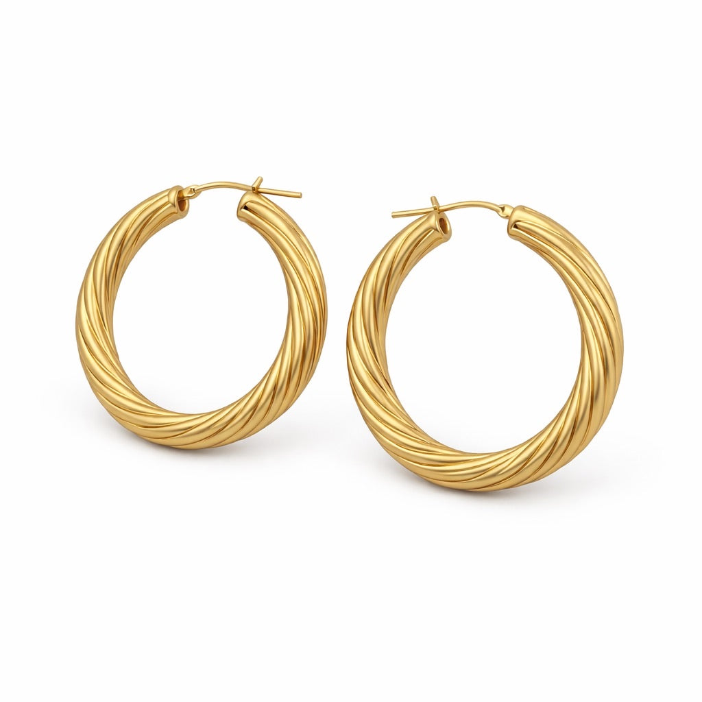 Twisted Rope Hoop Earrings in 925 Silver